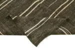 Kıl Çizgili Kahverengi Keçi Kılı İpliğinden El Dokuma Kilim-185x354 - Görsel 6