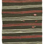 Kıl Çizgili Kahverengi Keçi Kılı İpliğinden El Dokuma Kilim-171x305