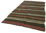 Kıl Çizgili Kahverengi Keçi Kılı İpliğinden El Dokuma Kilim-171x305 - Görsel 3