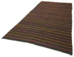 Kıl Çizgili Kahverengi Keçi Kılı İpliğinden El Dokuma Kilim-163x361 - Görsel 3