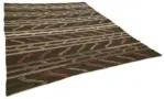 Kıl Çizgili Kahverengi Keçi Kılı İpliğinden El Dokuma Kilim-236x313 - Görsel 2