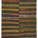 Kıl Çizgili Kahverengi Keçi Kılı İpliğinden El Dokuma Kilim-236x351