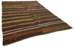 Kıl Çizgili Kahverengi Keçi Kılı İpliğinden El Dokuma Kilim-236x351 - Görsel 2