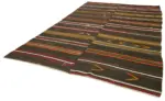Kıl Çizgili Kahverengi Keçi Kılı İpliğinden El Dokuma Kilim-236x351 - Görsel 3