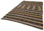 Kıl Çizgili Kahverengi Keçi Kılı İpliğinden El Dokuma Kilim-197x345 - Görsel 3