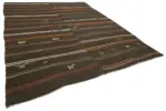Kıl Çizgili Kahverengi Keçi Kılı İpliğinden El Dokuma Kilim-264x353 - Görsel 2