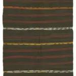 Kıl Çizgili Kahverengi Keçi Kılı İpliğinden El Dokuma Kilim-205x306