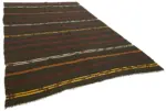 Kıl Çizgili Kahverengi Keçi Kılı İpliğinden El Dokuma Kilim-205x306 - Görsel 2