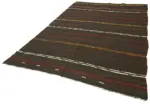Kıl Çizgili Kahverengi Keçi Kılı İpliğinden El Dokuma Kilim-205x306 - Görsel 3