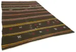 Kıl Çizgili Kahverengi Keçi Kılı İpliğinden El Dokuma Kilim-211x346 - Görsel 2