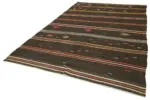 Kıl Çizgili Kahverengi Keçi Kılı İpliğinden El Dokuma Kilim-211x346 - Görsel 3