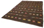 Kıl Çizgili Kahverengi Keçi Kılı İpliğinden El Dokuma Kilim-204x310 - Görsel 3