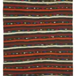 Kıl Çizgili Kahverengi Keçi Kılı İpliğinden El Dokuma Kilim-241x349