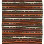 Kıl Çizgili Kahverengi Keçi Kılı İpliğinden El Dokuma Kilim-226x314