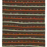 Kıl Çizgili Kahverengi Keçi Kılı İpliğinden El Dokuma Kilim-235x320