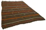 Kıl Çizgili Kahverengi Keçi Kılı İpliğinden El Dokuma Kilim-213x308 - Görsel 2