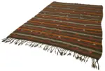 Kıl Çizgili Kahverengi Keçi Kılı İpliğinden El Dokuma Kilim-213x308 - Görsel 3