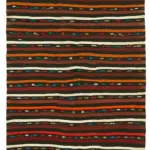 Kıl Çizgili Kahverengi Keçi Kılı İpliğinden El Dokuma Kilim-233x332