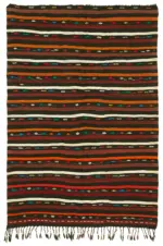 Kıl Çizgili Kahverengi Keçi Kılı İpliğinden El Dokuma Kilim-233x332