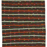 Kıl Çizgili Kahverengi Keçi Kılı İpliğinden El Dokuma Kilim-236x330