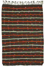 Kıl Çizgili Kahverengi Keçi Kılı İpliğinden El Dokuma Kilim-236x330