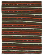 Kıl Çizgili Kahverengi Keçi Kılı İpliğinden El Dokuma Kilim-221x292