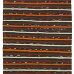 Kıl Çizgili Kahverengi Keçi Kılı İpliğinden El Dokuma Kilim-225x290