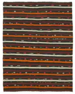 Kıl Çizgili Kahverengi Keçi Kılı İpliğinden El Dokuma Kilim-225x290