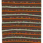 Kıl Çizgili Kahverengi Keçi Kılı İpliğinden El Dokuma Kilim-225x324