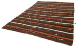 Kıl Çizgili Kahverengi Keçi Kılı İpliğinden El Dokuma Kilim-225x324 - Görsel 3