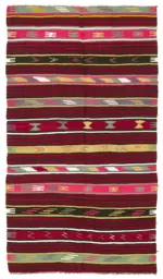 Kıl Çizgili Multi Keçi Kılı İpliğinden El Dokuma Kilim-162x290