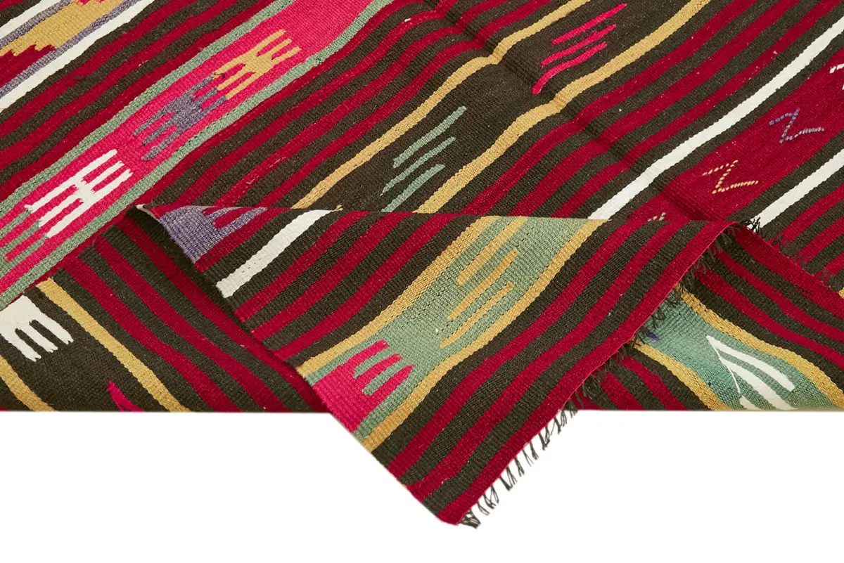 Kıl Çizgili Multi Keçi Kılı İpliğinden El Dokuma Kilim-162x290 - Görsel 6