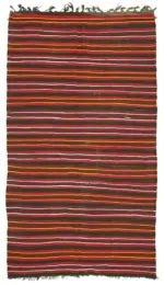 Kıl Çizgili Multi Keçi Kılı İpliğinden El Dokuma Kilim-186x317
