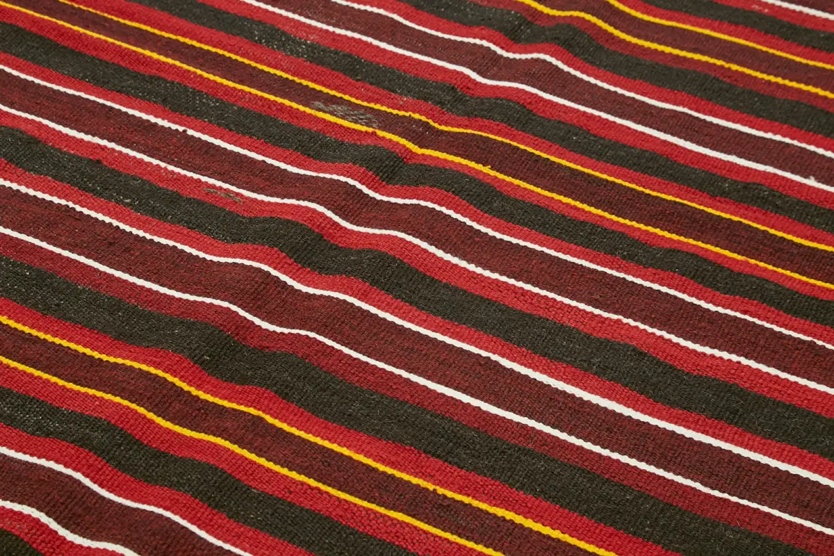 Kıl Çizgili Multi Keçi Kılı İpliğinden El Dokuma Kilim-186x317 - Görsel 5