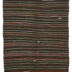 Kıl Çizgili Kahverengi Keçi Kılı İpliğinden El Dokuma Kilim-210x341