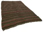 Kıl Çizgili Kahverengi Keçi Kılı İpliğinden El Dokuma Kilim-210x341 - Görsel 2
