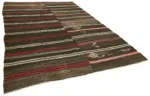 Kıl Çizgili Kahverengi Keçi Kılı İpliğinden El Dokuma Kilim-235x378 - Görsel 2