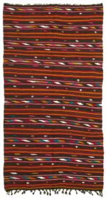 Kıl Çizgili Multi Keçi Kılı İpliğinden El Dokuma Kilim-180x321