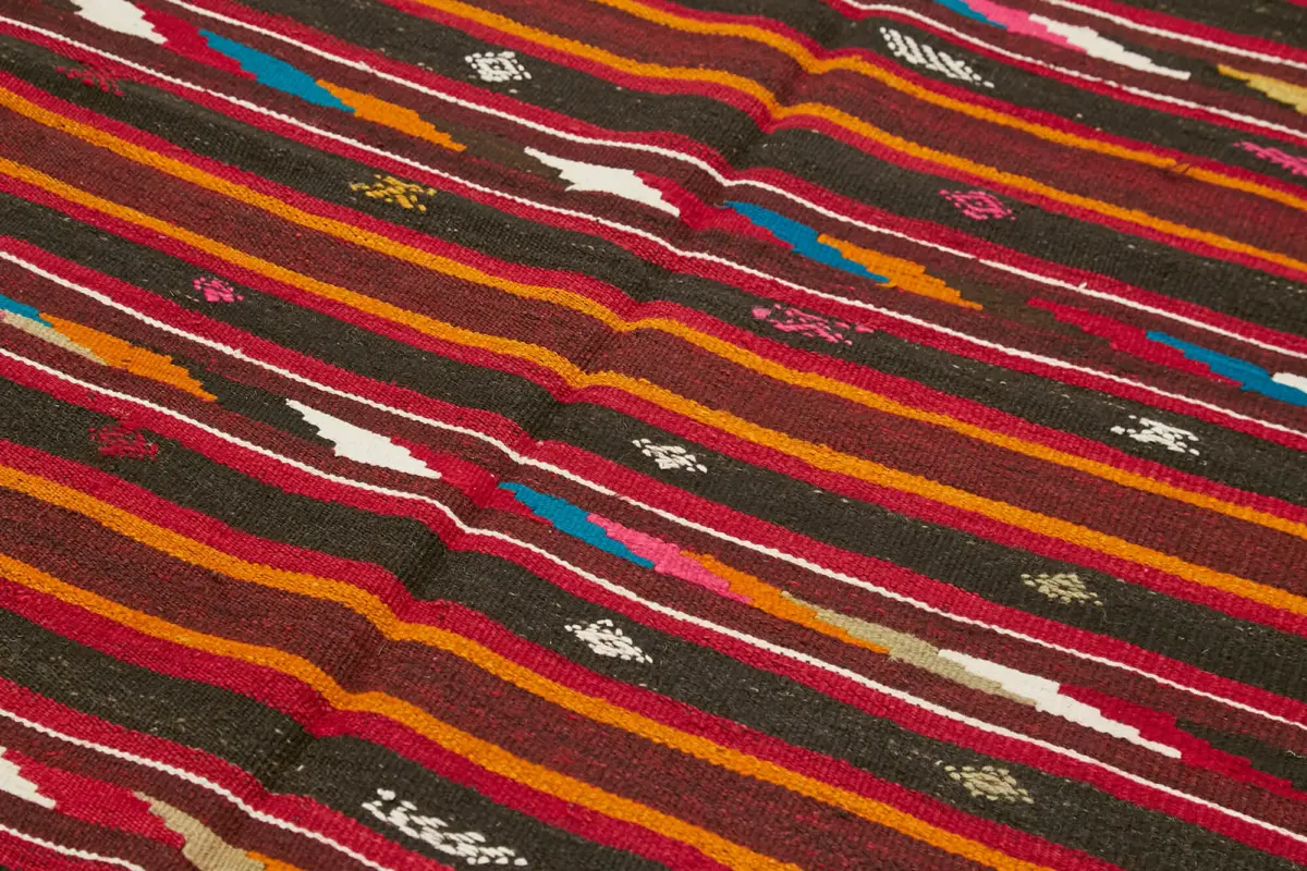 Kıl Çizgili Multi Keçi Kılı İpliğinden El Dokuma Kilim-180x321 - Görsel 5