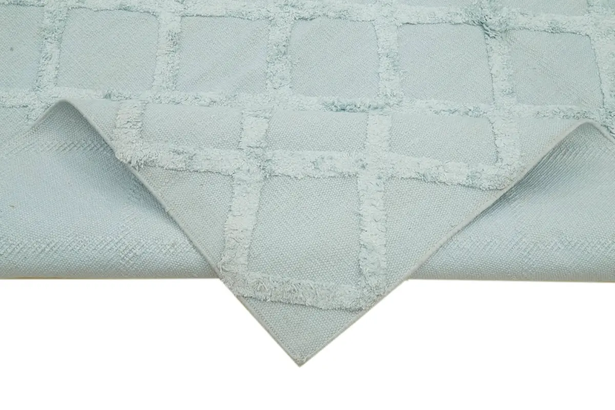 Nepal Mavi Pamuk Üzerine Yün El Dokuma Halı-244x305 - Görsel 6