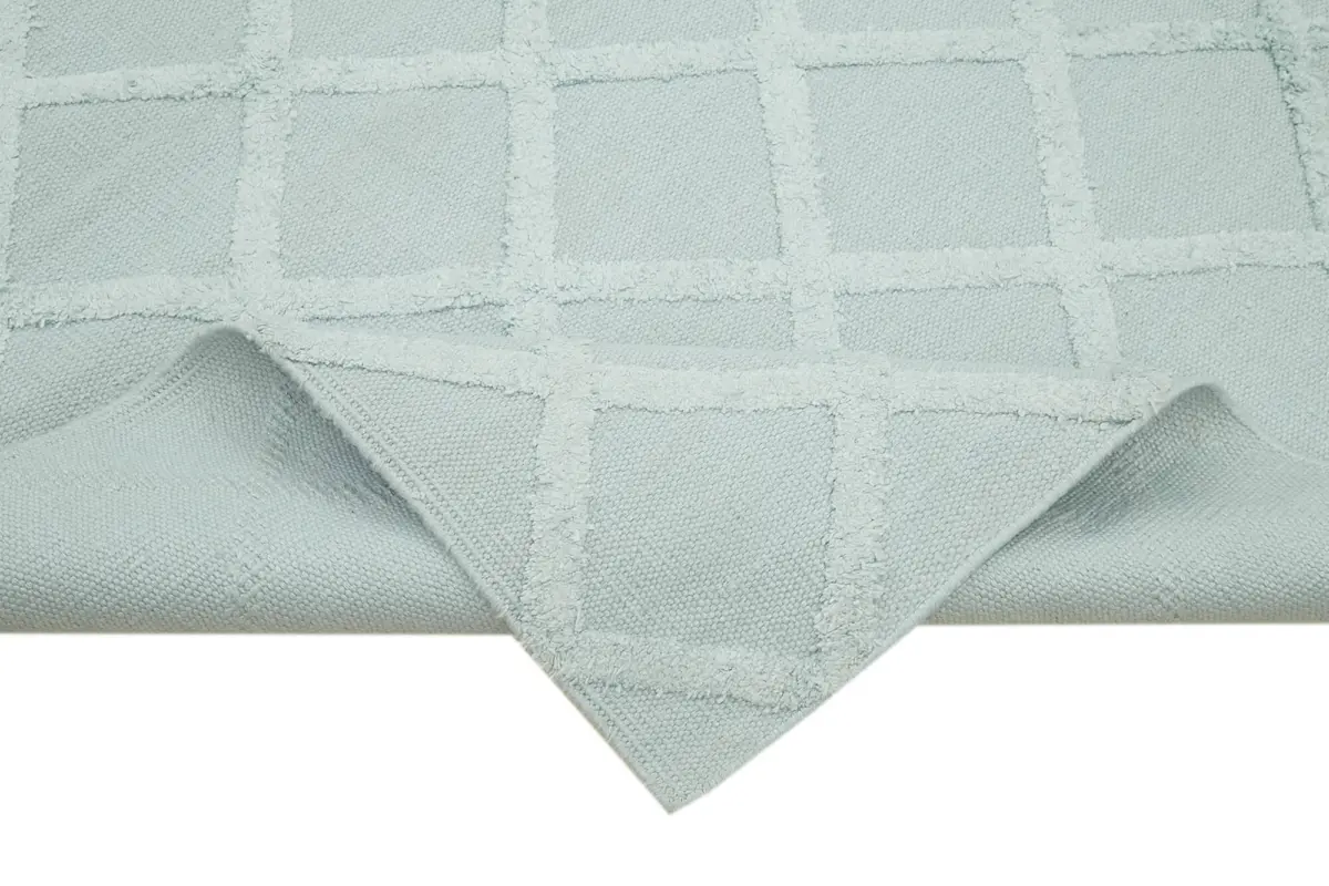 Nepal Mavi Pamuk Üzerine Yün El Dokuma Halı-244x305 - Görsel 6