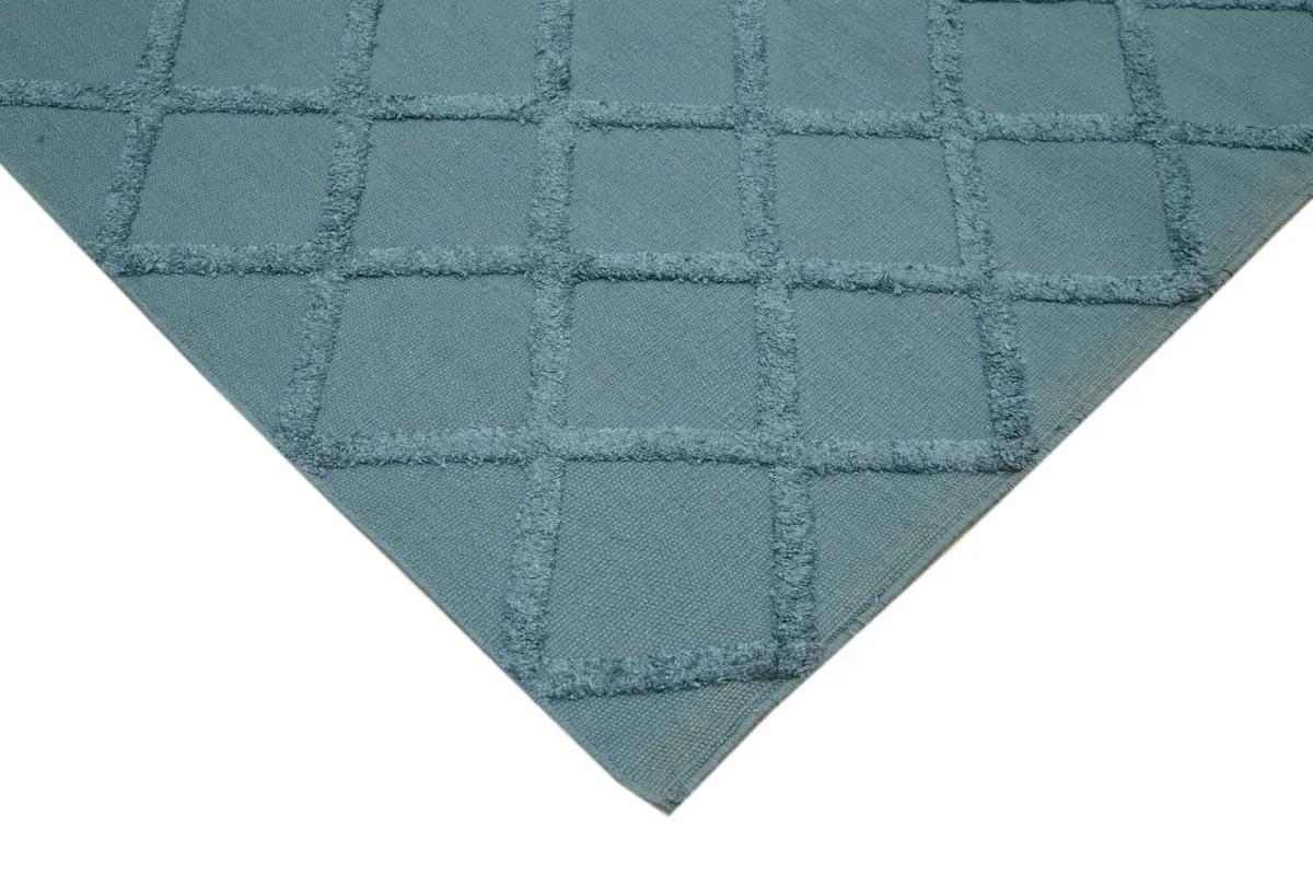 Nepal Mavi Pamuk Üzerine Yün El Dokuma Halı-244x305 - Görsel 4