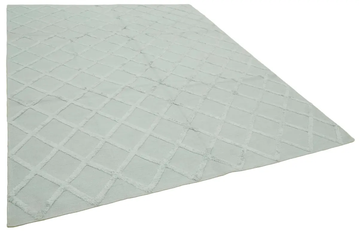 Nepal Mavi Pamuk Üzerine Yün El Dokuma Halı-244x305 - Görsel 2