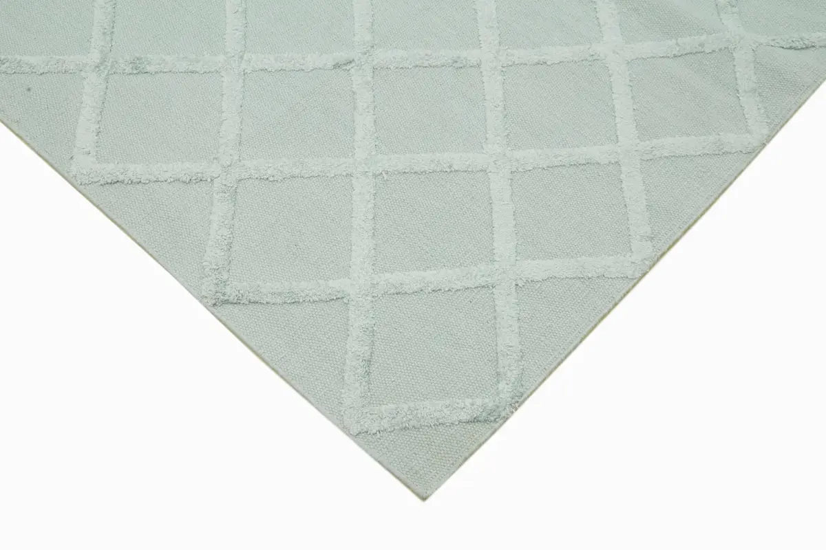 Nepal Mavi Pamuk Üzerine Yün El Dokuma Halı-244x305 - Görsel 4