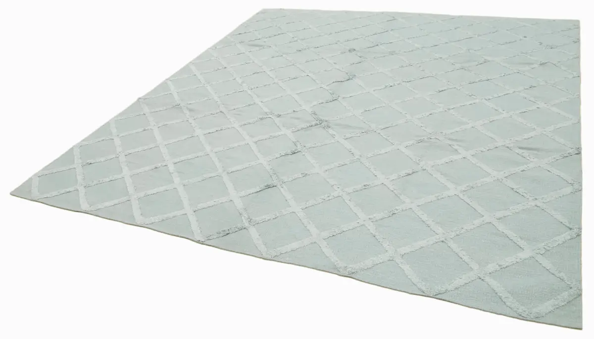 Nepal Mavi Pamuk Üzerine Yün El Dokuma Halı-244x305 - Görsel 3