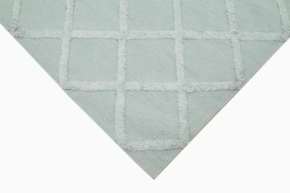 Nepal Mavi Pamuk Üzerine Yün El Dokuma Halı-244x305 - Görsel 4