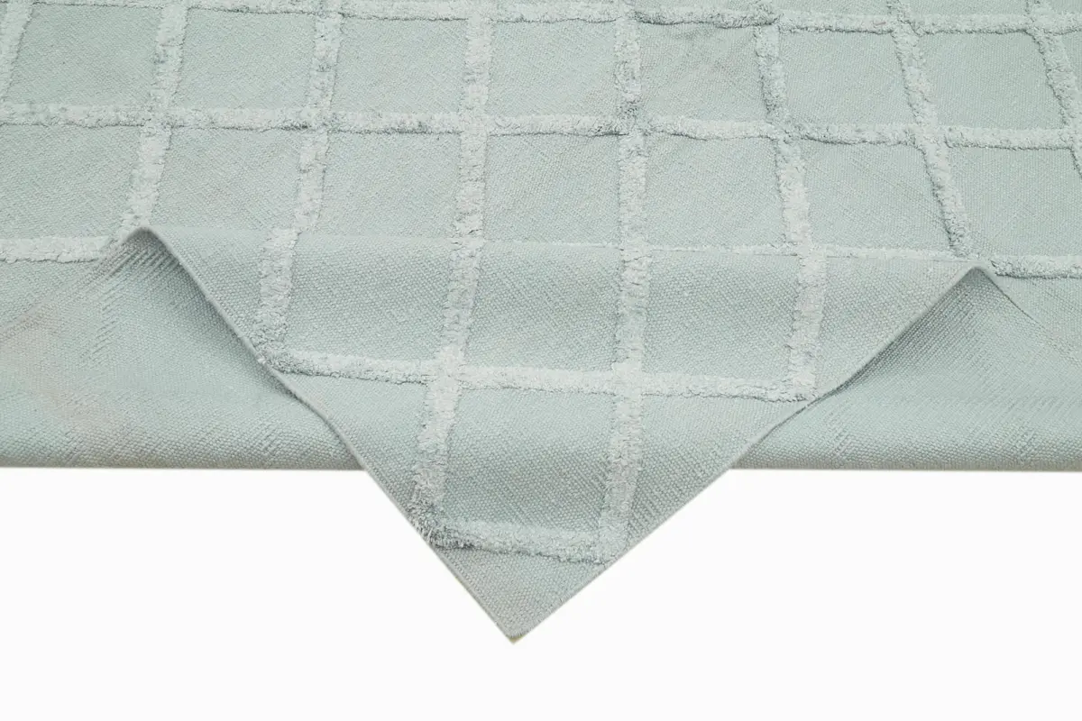 Nepal Mavi Pamuk Üzerine Yün El Dokuma Halı-244x305 - Görsel 6