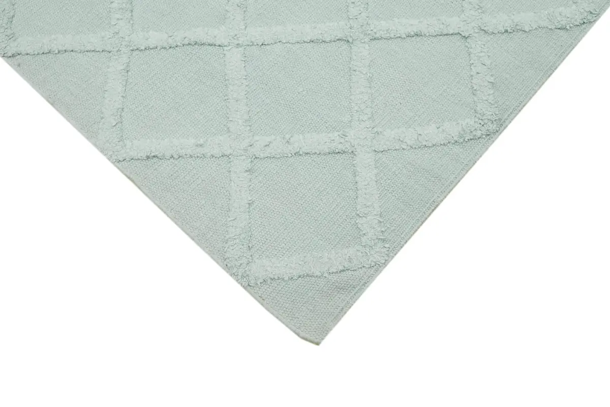 Nepal Mavi Pamuk Üzerine Yün El Dokuma Halı-244x305 - Görsel 4