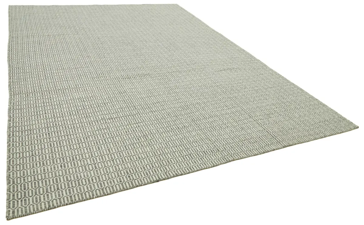 Nepal Gri Pamuk Üzerine Yün El Dokuma Halı-274x366 - Görsel 2