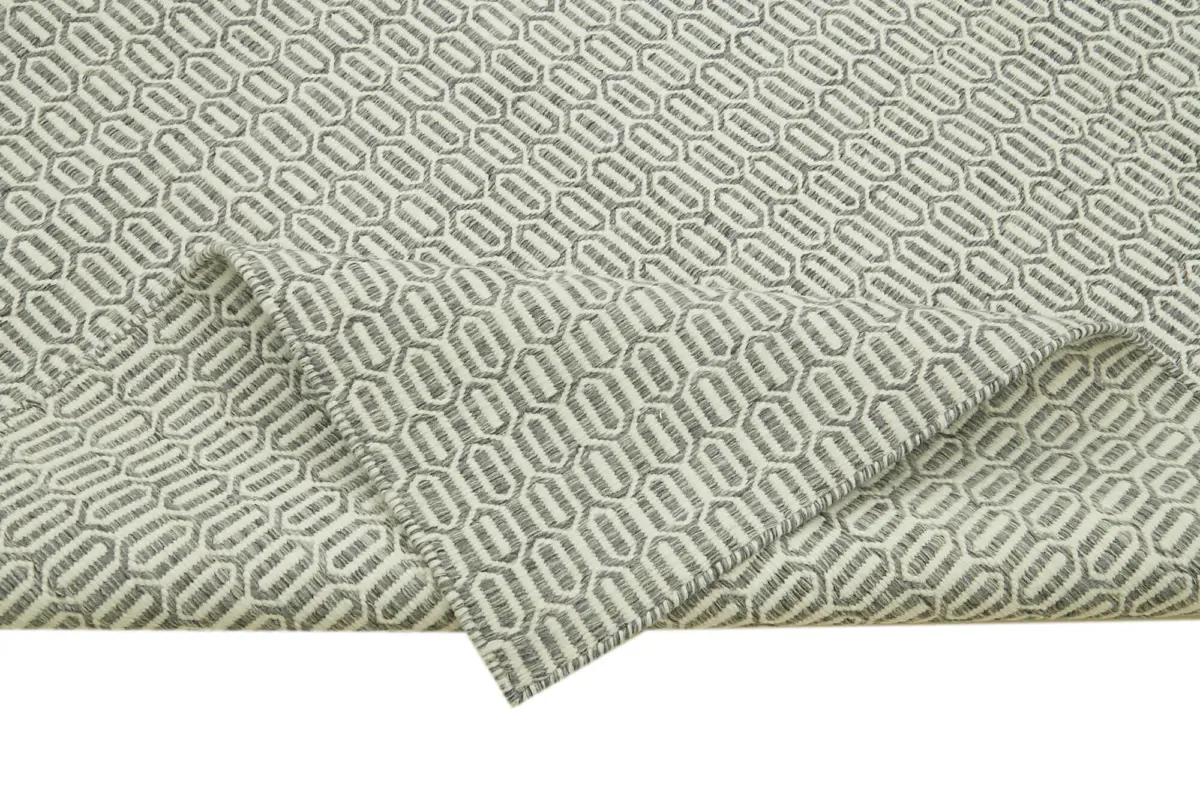 Nepal Gri Pamuk Üzerine Yün El Dokuma Halı-274x366 - Görsel 6